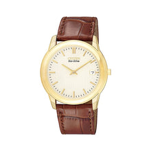 Load image into Gallery viewer, Citizen Men's AU1002-07P Eco-Drive Gold-Tone Brown Leather Strap Watch