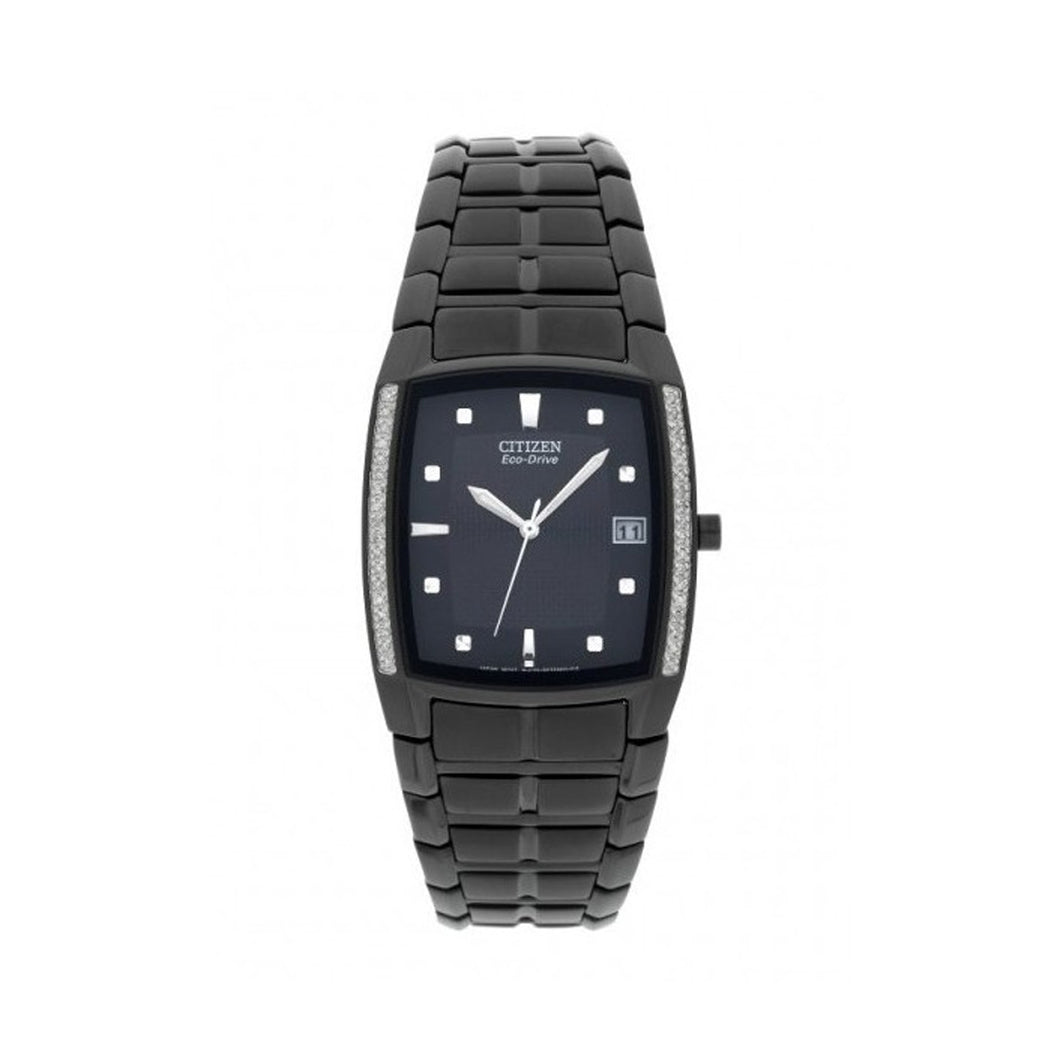 Citizen Men's BM6645-53E Eco-Drive Dress Diamond Accented Black Ion-Plated Watch